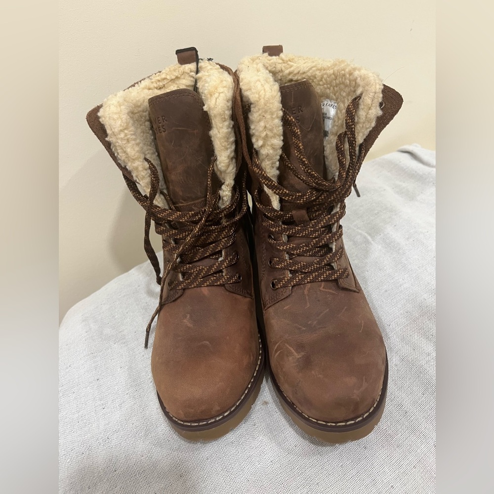 Ice Brown Shearling-Lined Boots